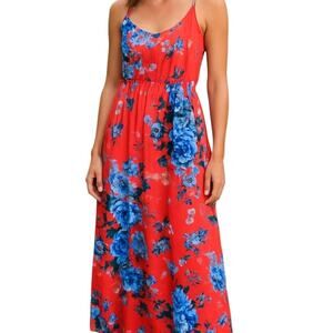 PatPat Medium Red Floral Women's Sleeveless Maxi BOHO Sun Dress Miss Size 8 10 M
